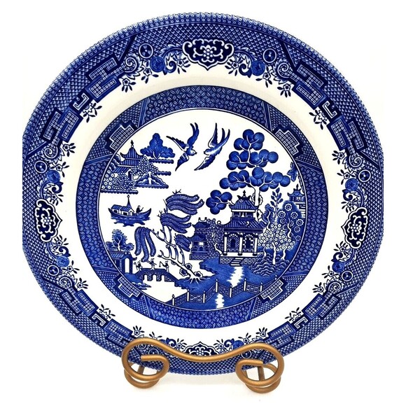 Vintage Churchill England Blue Willow 10" Dinner Plate & 4" Coffee/Tea Mug - Picture 6 of 7